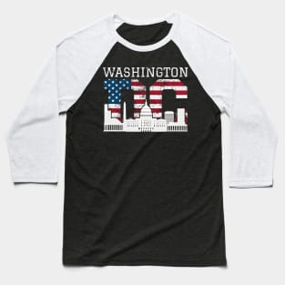 Washington Dc Capitol Hill Usa Flag Baseball T-Shirt